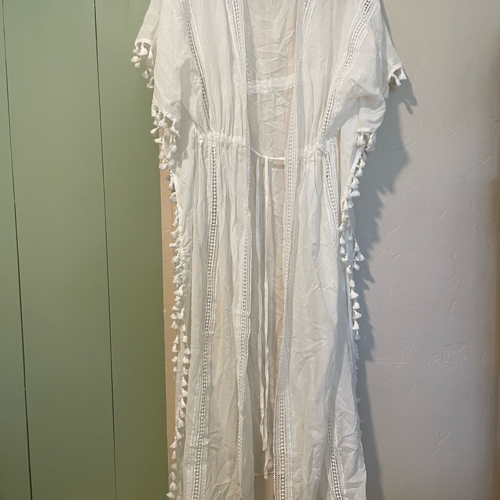 White Tassel Kimono Cover-Up